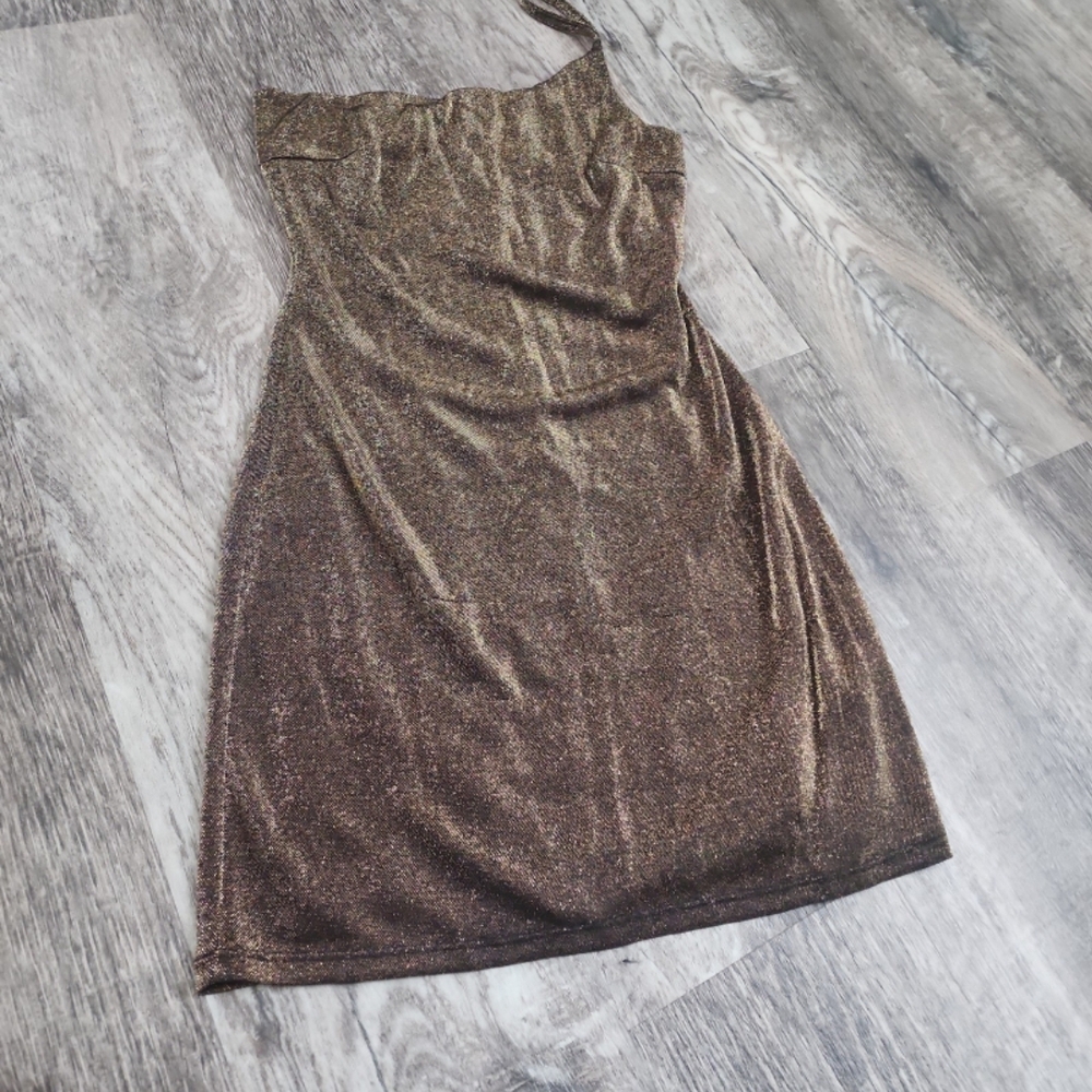 Altar'd State Metallic One-Shoulder Dress
